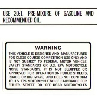 Suzuki 20:1 Ratio/Warning Decal Set